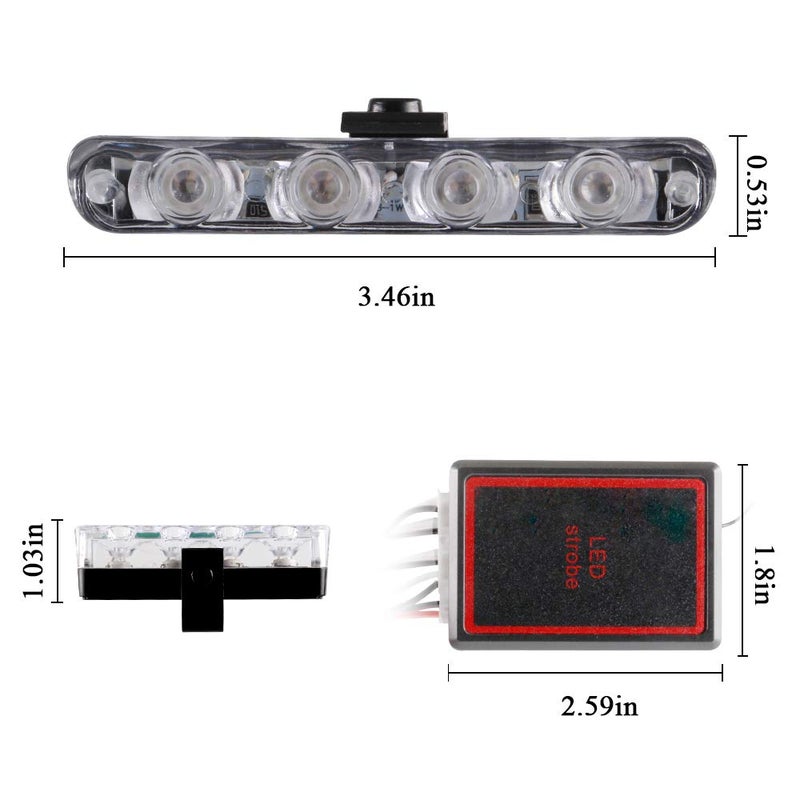 Sidaqi 4 in 1 Red & Blue Emergency Strobe Lights for Vehicles - 12V with 16 Flashing Patterns, Wireless Remote Control Grille & Emergency Lights for Car, Truck, Van, SUV - Image 2
